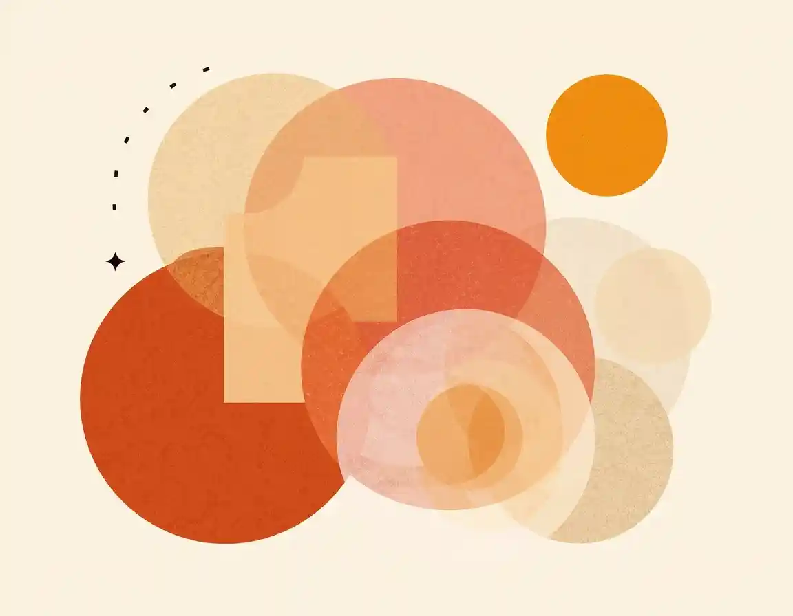 Layered abstract shapes representing harmonious kitchen rhythms